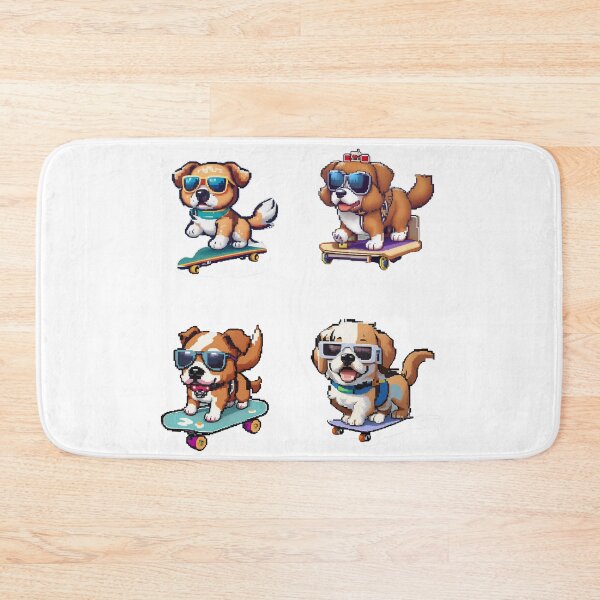 Item preview, Puppy Sketboard Pixel Sticker - cute dog sunglasses Funny designed and sold by CoolFuture.