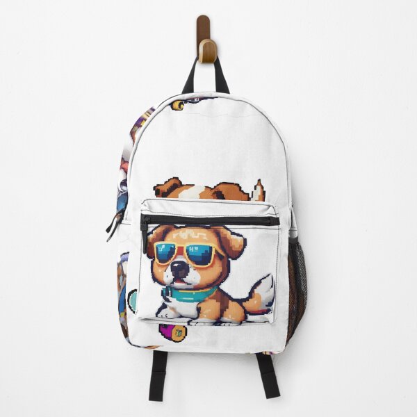 Item preview, Puppy Sketboard Pixel Sticker - cute dog sunglasses Funny designed and sold by CoolFuture.