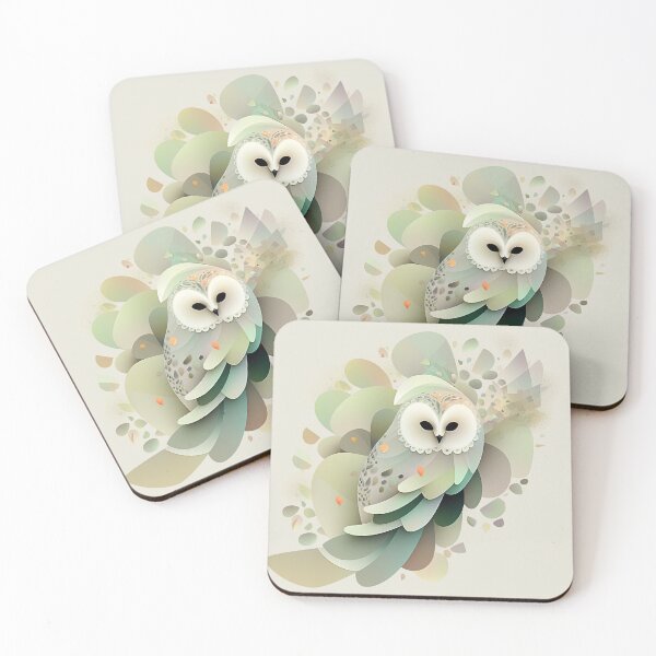 Item preview, Owl & Abstract Floral Fusion - Black, Beige & Green Calligraphy Art designed and sold by PaintbrushPlace.