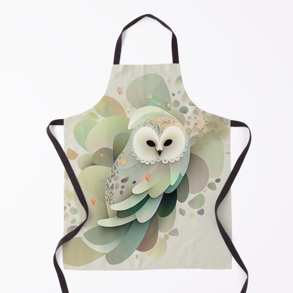 Item preview, Owl & Abstract Floral Fusion - Black, Beige & Green Calligraphy Art designed and sold by PaintbrushPlace.