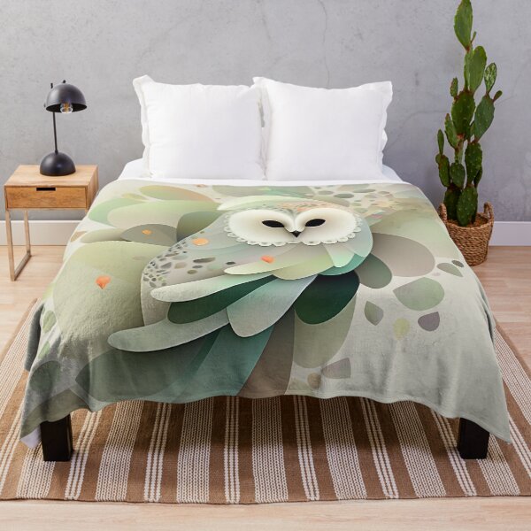 Item preview, Owl & Abstract Floral Fusion - Black, Beige & Green Calligraphy Art designed and sold by PaintbrushPlace.
