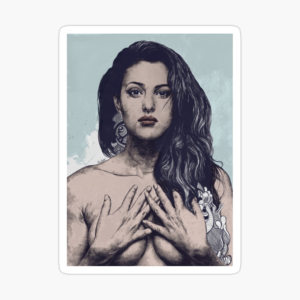 Monica Bellucci pop art | sexy nude portrait | doodle art drawing