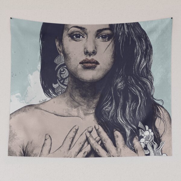 Item preview, Monica Bellucci pop art | sexy nude portrait | doodle art drawing designed and sold by Marco Paludet.