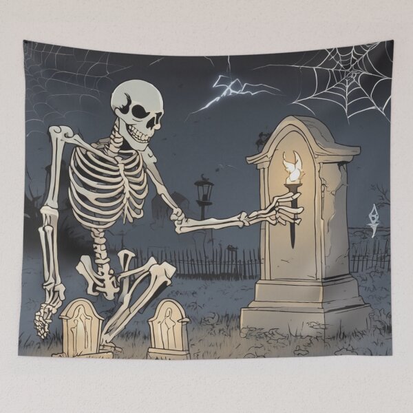 Item preview, A skeleton in a creepy graveyard  designed and sold by Joseph Hail.
