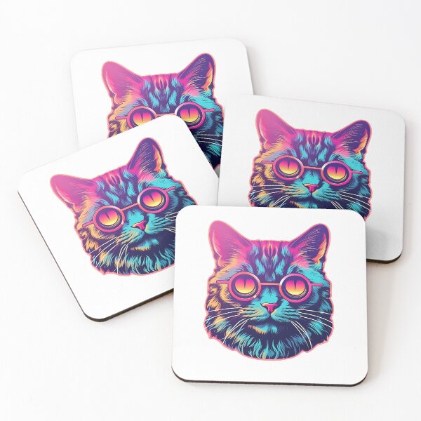 Item preview, Cat with sunglasses - Retrowave style designed and sold by Vansky-Art.