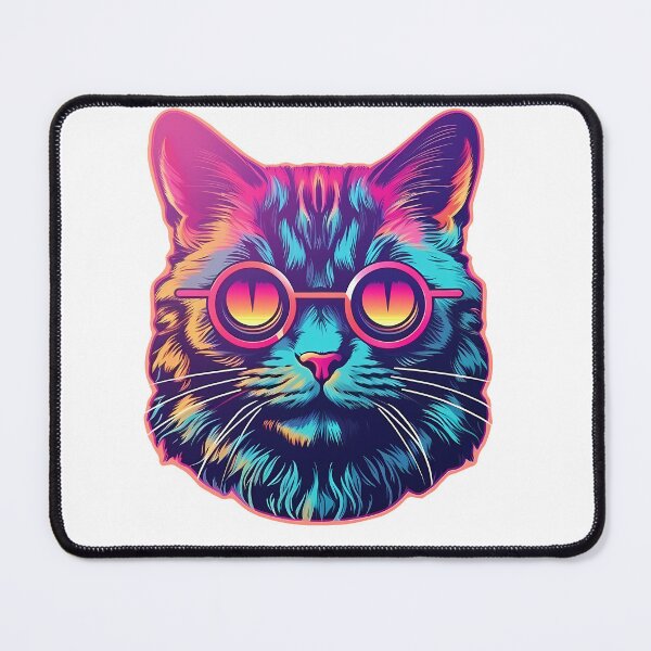 Item preview, Cat with sunglasses - Retrowave style designed and sold by Vansky-Art.