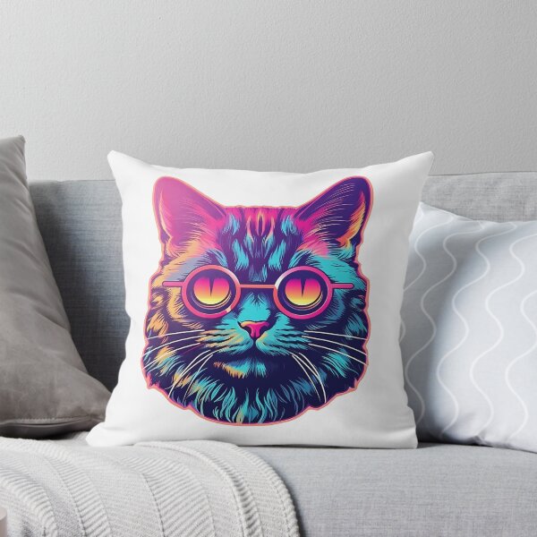 Item preview, Cat with sunglasses - Retrowave style designed and sold by Vansky-Art.