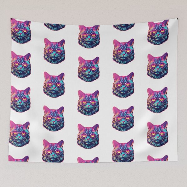 Item preview, Cat with sunglasses - Retrowave style designed and sold by Vansky-Art.