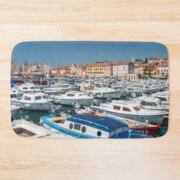 Item preview, Harbour at Rovinj on the coast of Croatia on a blue sky sunny day designed and sold by Cameranick.