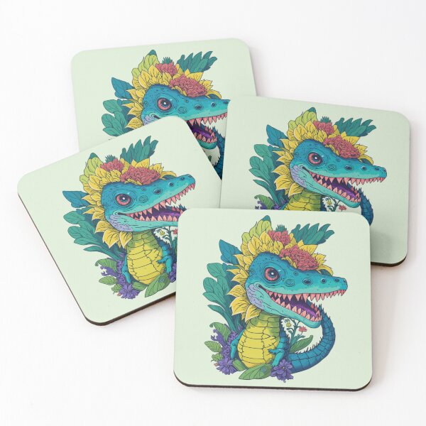 Item preview, Playful Alligator with Exotic Flowers designed and sold by FocusChillax.