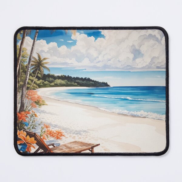 Item preview, Blissful Escape: An Illustration of the White Sand Beach and Sky designed and sold by Ngea.
