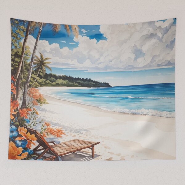 Item preview, Blissful Escape: An Illustration of the White Sand Beach and Sky designed and sold by Ngea.