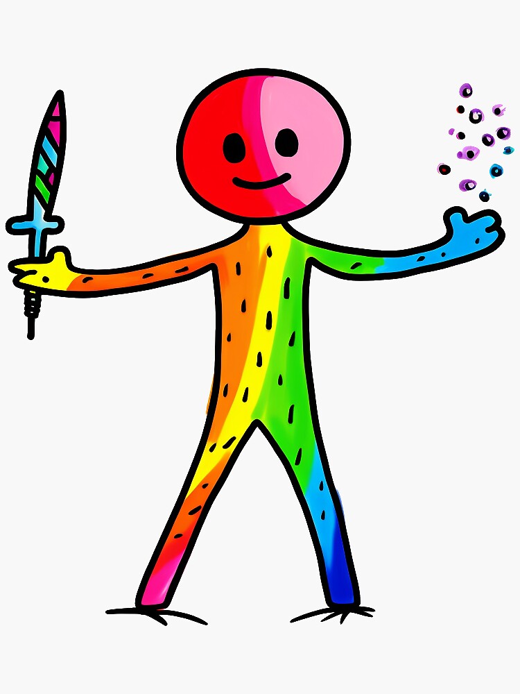 Rainbow Stickman Rainbow Sticker - Rainbow Stickman Rainbow