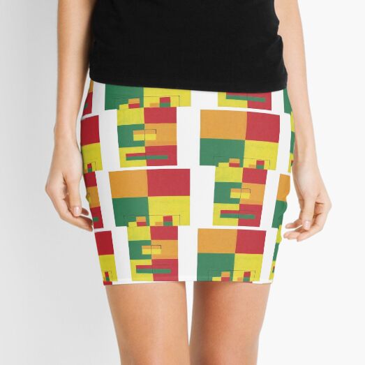 Fro Square Repeat (Facemadics colorful contemporary abstract face) Mini Skirt