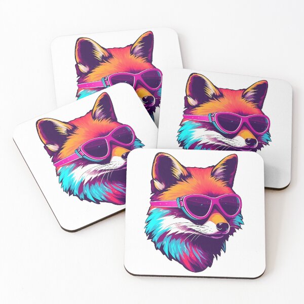 Item preview, Fox with sunglasses - Retrowave style designed and sold by Vansky-Art.