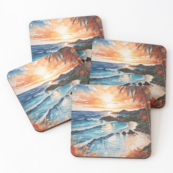 Item preview, Ocean Serenade: An Illustration of the Sun-Drenched Beach and Waves designed and sold by Ngea.
