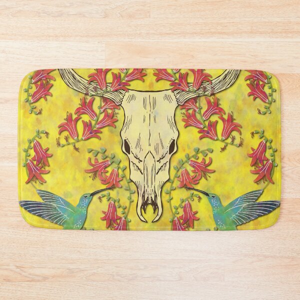 Item preview, Cow Skull with Hummingbirds and Flowers designed and sold by lottibrown.