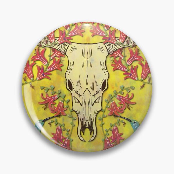 Item preview, Cow Skull with Hummingbirds and Flowers designed and sold by lottibrown.