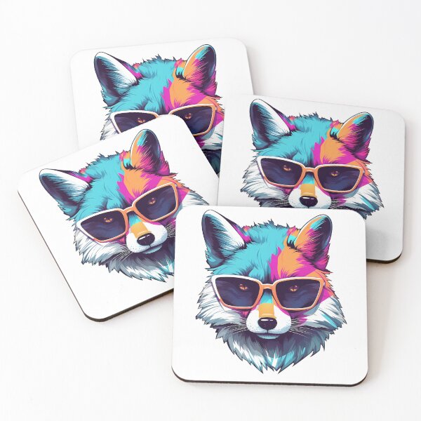 Artikelvorschau, Waschbär mit Sonnenbrille - Retrowave-Stil - Trash Panda entworfen und verkauft von Vansky-Art.