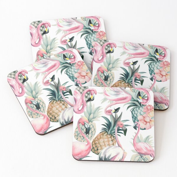Item preview, Pink Flamingos loving floral Pineapples  designed and sold by RachelRebel.