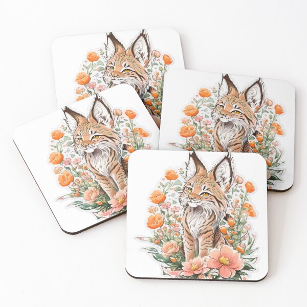 Item preview, Charming Bobcat with Watercolor Flowers  designed and sold by YourNameMatters.