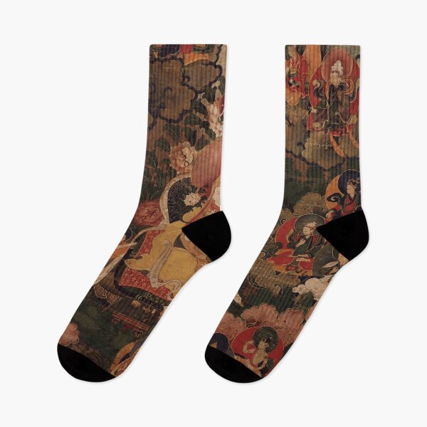 Item preview, Tibetan Thangka: The Seventh Dalai Lama on Silk Vertical Scroll designed and sold by Mulan-Prints.