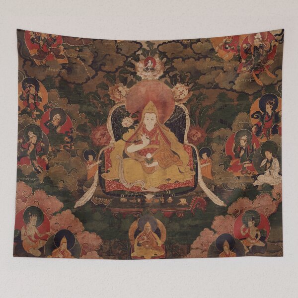 Item preview, Tibetan Thangka: The Seventh Dalai Lama on Silk Vertical Scroll designed and sold by Mulan-Prints.