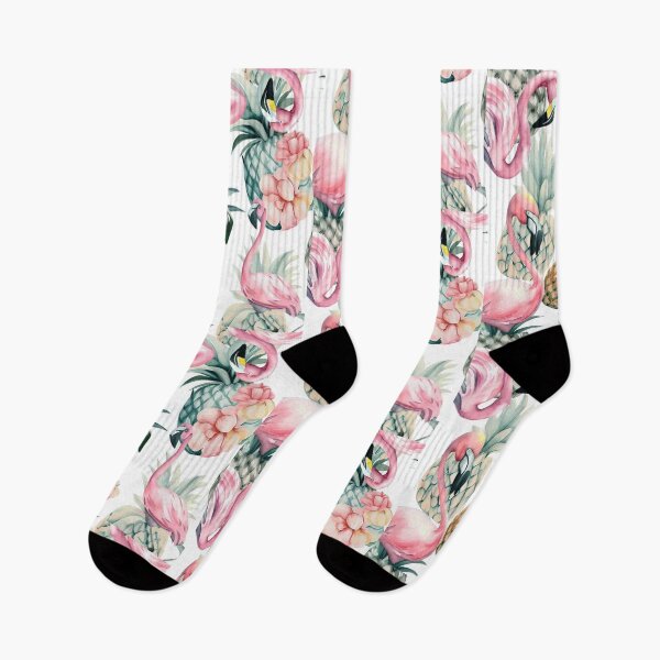 Item preview, Pink Flamingos loving floral Pineapples  designed and sold by RachelRebel.