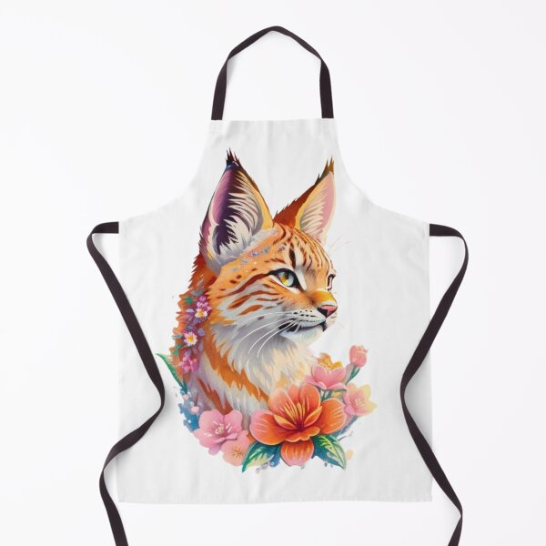 Item preview, Charming Bobcat Portrait with Watercolor Flowers designed and sold by YourNameMatters.