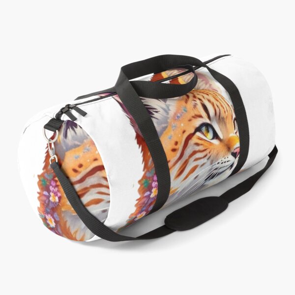 Item preview, Charming Bobcat Portrait with Watercolor Flowers designed and sold by YourNameMatters.
