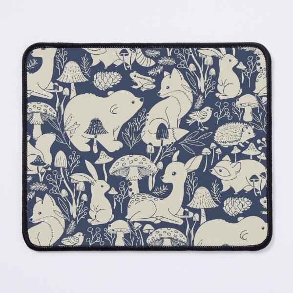 Item preview, Whimsical Woodlands - neutral taupe on navy blue designed and sold by Perrin Le Feuvre.