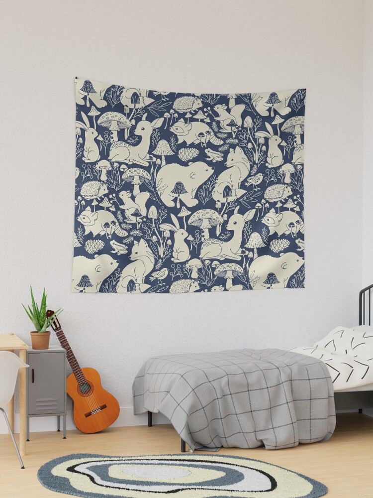 Magnetic Woodlands Wallpaper - Khaki Blue