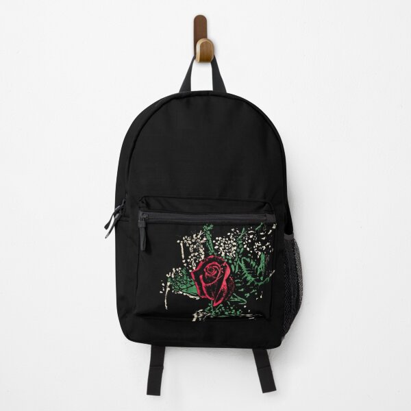 Item preview, Graphic Gothic Red Rose Leaves Baby's Breath on Black designed and sold by jocelynsart.
