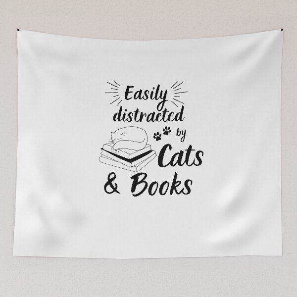 Item preview, Easily Distracted By Cats and Books, Birthday Gift for Cats and Book Lovers designed and sold by AITeeGenius.