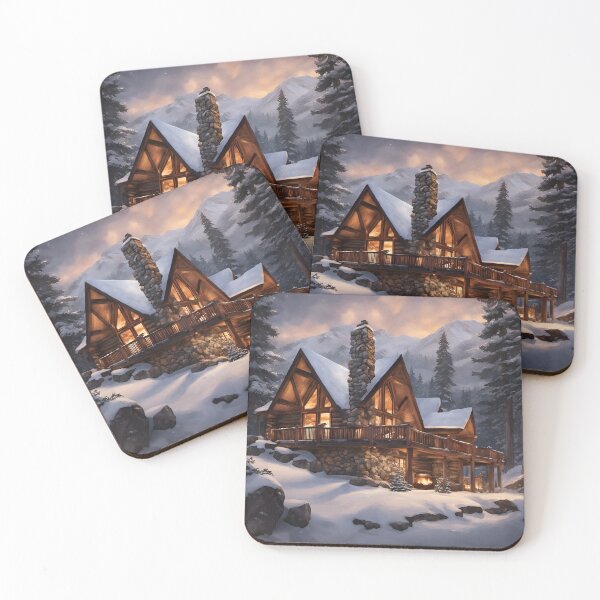 Item preview, Snowy Cozy Mountain Cabin designed and sold by Wall-Art-Pro.