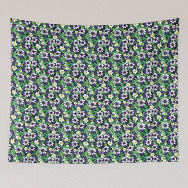 Item preview, Bright Violet White Flowers Daisies Pattern designed and sold by Furahisha.