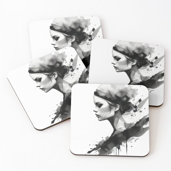 Item preview, Watercolour like black and white painting of a girl designed and sold by AlfredSSikula.