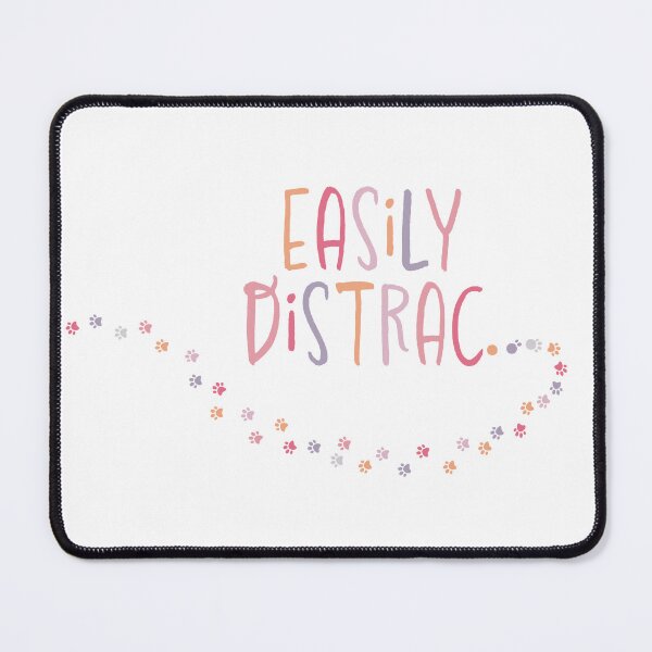 Item preview, Easily Distrac Distracted Funny Pink Dogs Cats Pawprints designed and sold by VermintStudio.