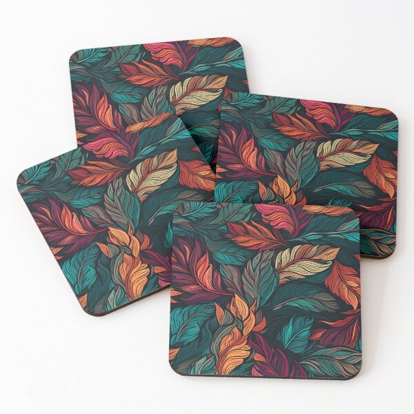 Item preview,  multicolored leaves on a black background designed and sold by Ck-2106design.