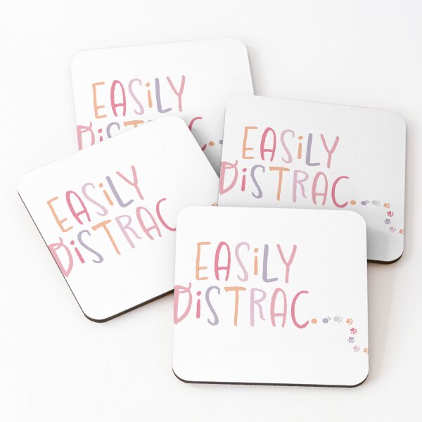 Item preview, Easily Distrac Distracted Funny Pink Dogs Cats Pawprints designed and sold by VermintStudio.
