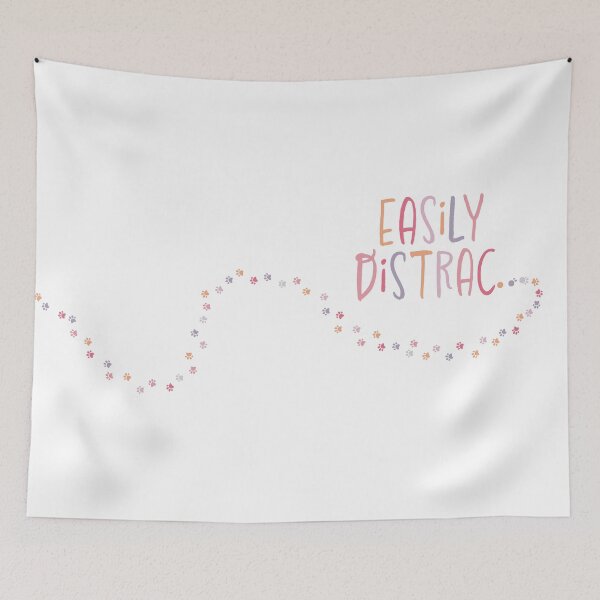 Item preview, Easily Distrac Distracted Funny Pink Dogs Cats Pawprints designed and sold by VermintStudio.