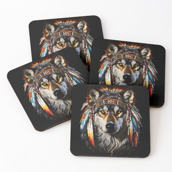 Item preview, Native dog with decorative war bonnets designed and sold by Sandiq Design.