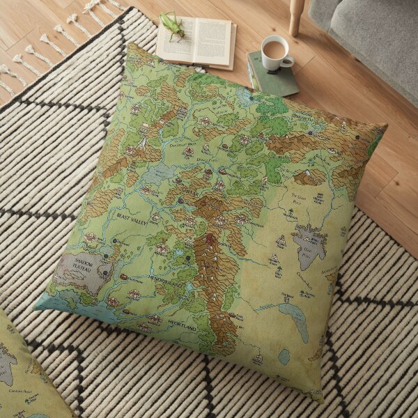 Dragon Pass and Prax Map by Darya Makarava Floor Pillow