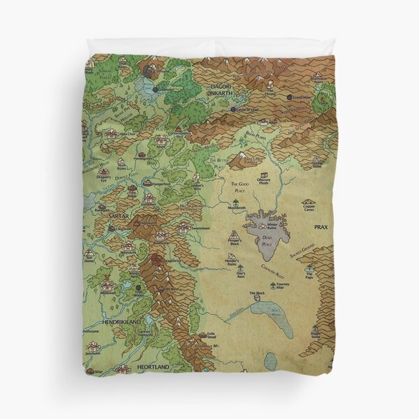 Dragon Pass and Prax Map by Darya Makarava Duvet Cover
