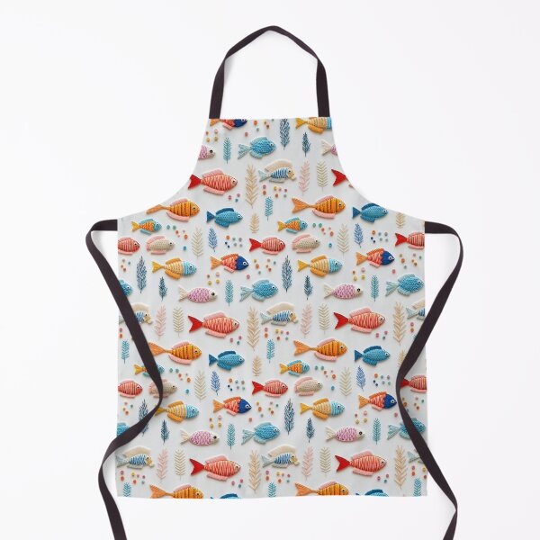 Item preview, Different colorful Fishes embroidery style white background designed and sold by Trendy-Artistry.