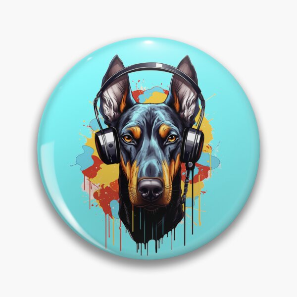 Artikelvorschau, Natürlicher Dobermann mit Kopfhörern entworfen und verkauft von Filmharmony.