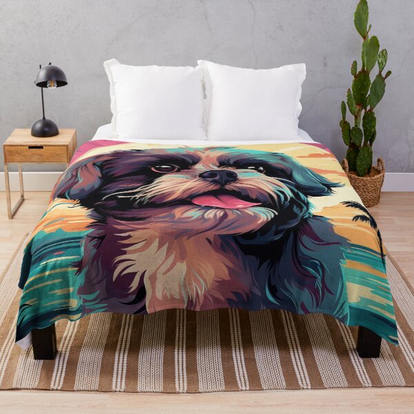 Item preview, Shih Tzu Synthwave: Beachside Retro Bliss designed and sold by Antagonia.