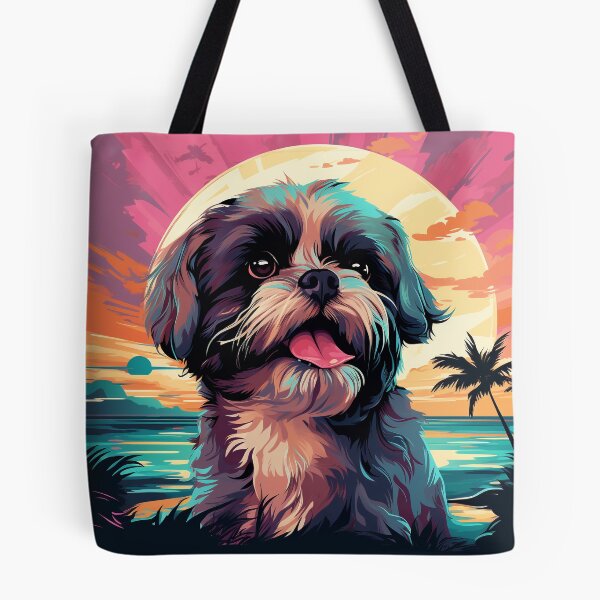 Item preview, Shih Tzu Synthwave: Beachside Retro Bliss designed and sold by Antagonia.