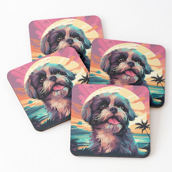 Item preview, Shih Tzu Synthwave: Beachside Retro Bliss designed and sold by Antagonia.