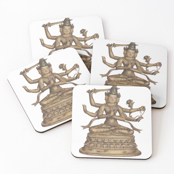 Item preview, Thangka Four-armed Guanyin Buddha Bronze Statue designed and sold by Mulan-Prints.